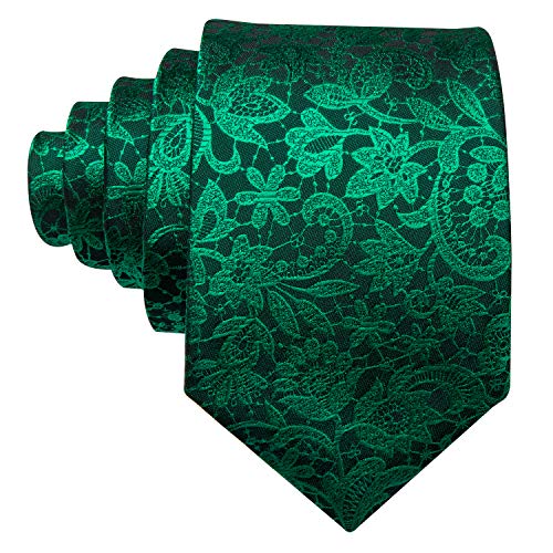Barry.wang Emerald Green Ties Silk Flower Paisley Necktie For Men Set Wedding St. Patrick's Day #TOP4