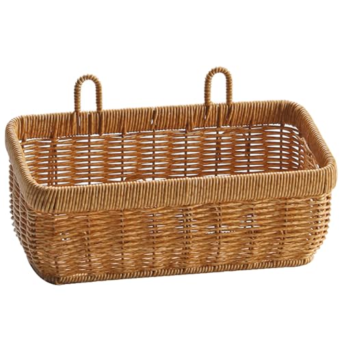 Misright Multipurpose Woven Hanging Basket For Kitchen Sundries Vegetables And Garlic Holder Wall Mounted Spices Container