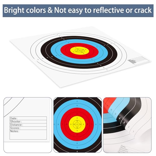 suituts 50Pcs Bullseye Paper Shooting Targets for Range, Archery Targets Paper 16x16 inch 10 Ring Bow and Arrow Targets for Backyard Targets Paper for Practice & Shooting - Thumbnail 3