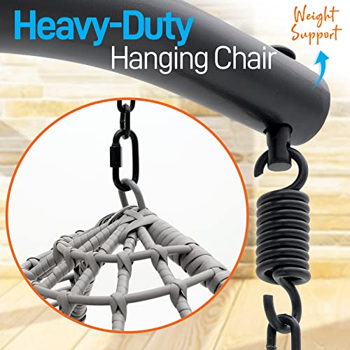 Serenelife Hanging Egg Indoor Outdoor Patio Wicker Rattan Lounge Chair With Stand, Steel Frame, Uv Resistant Washable Cushions For Garden Backyard Deck Sunroom Slgz0Egg (Gray) #TOP3