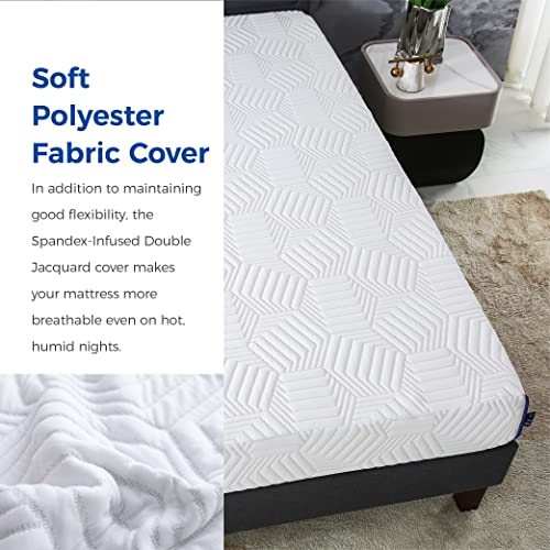 Mlily Ego Blue 8 Inch Twin Memory Foam Mattress, Bed In A Box, Green Tea And Cooling Gel Infused, Certipur-Us Certified, Made In Usa, Medium-Firm, 38”X75”X8”, White #TOP5