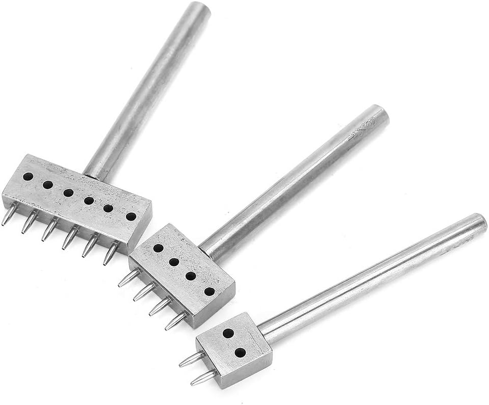 3PCS Profession Leather Hole Punch Tools Cutting Stitch for Wallet Belt Spacing Punch Tool DIY Leather Craft Hole Punching Set Belt Hole Puncher(8mm pitch (2 + 4 + 6)) : Arts, Crafts & Sewing