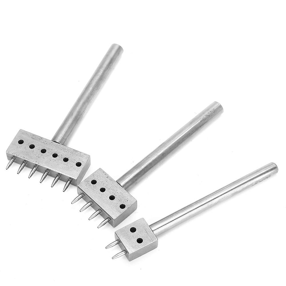Oumefar Hole Puncher Stitching Punch Leather Punching Tool Hole Lacing Punch Spacing Punch Tool Lacing Stitching Chisel Set for Belt Leather Craft(8mm(2+4+6)) Holepunch