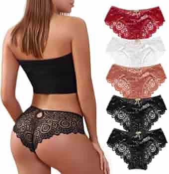 Lishang 5 stuks string voor dames, sexy, chique, tanga, kant, lage damesslips, slips, strings, bikini, ondergoed, verleidingsslipjes, A Meerkleurig, M