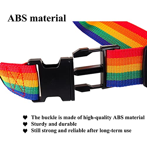 2 Pack Suitcase Belts, Adjustable Luggage Straps, Bright Colors Travel Packing Straps with Quick Release Buckle (Rainbow) - Thumbnail 4
