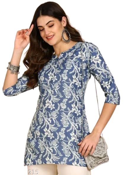 Image of SIROTA Rayon Short Top for Women | Tunic for Jeans | Western Short Kurti | Stylish Straight Ladies Kurta | Ethnic Kurta for Girls