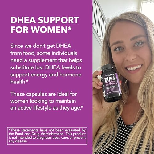 DHEA Supplement for Women with Biotin 5000mcg - DHEA 50mg and Biotin Supplement for Hormone Balance and Hair, Skin, Nail Support - 60 Count - Vegan, Non-GMO, Gluten-Free - 2 Month Supply
