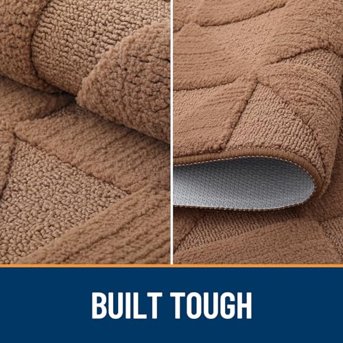 Image of OLANLY Door Mats Indoor, Non-Slip, Absorbent, Dirt Resist, Entrance Washable Mat, Low-Profile Inside Entry Doormat for Entryway (48x32 inches, Brown)