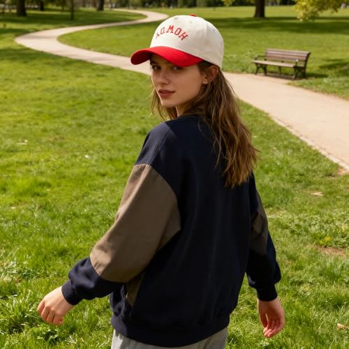 SoGoNati Two-Tone Cotton Baseball Cap with Embroidered Western Sayings - Adjustable Cowboy Style Hat for Men and Women - Howdy, Red Beige