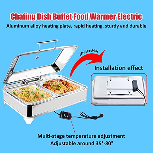 JTYDFG Chafing Dish Speisenwärmer, 9L Chafing Dish Set Edelstahl Buffetwärmer Elektrisch Gross für Partys, Bankette und… – Bild 3