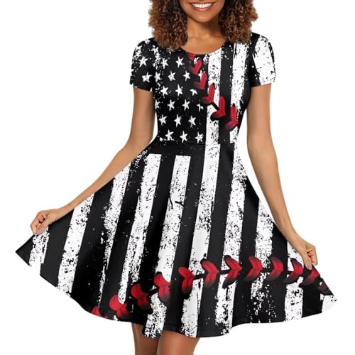 Image of AFPANQZ Womens Casual Summer Lightweight Vintage Dress Short Sleeve Midi Dress Knee-Long Luxury Formal Dress