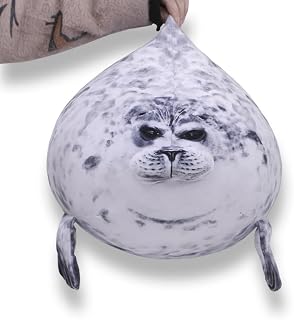 HYAKURIシール抱き枕 ぬいぐるみ動物 アザラシ 枕 ぽっちゃりふわふわハグ 添い寝クッション 抱きしめ睡眠スロー枕 子供誕生日 プレゼントだきまくら ぬいぐるみ動物 アザラシおもちゃアザラシ抱き枕 かわいい分厚いプレゼント 添い寝クッション もっちりビ お昼寝枕 癒し系シール海犬 ぐるみソフトぬいぐるみぬいぐるみ海の動物枕 (Medium, 海豹60CM)