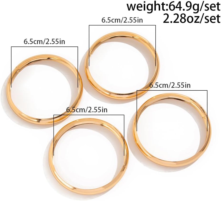 Rrdaily Metal Multilayer Chunky Bracelet Set for Women Retro Layered Wide Gold Bangle Trendy Wrist Cuff Bracelets Stack Statement Fashion Jewelry Gift - Image 3