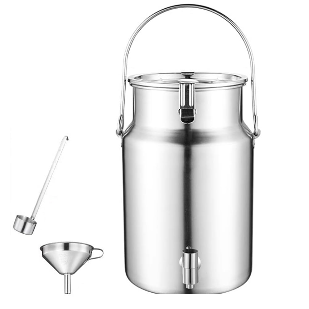 Contenedor de acero inoxidable 304, dispensador de bebidas de metal sellado de aceite de leche, vino, con grifo y tapa hermética con junta de silicona, plateado, 42 L/11 galones