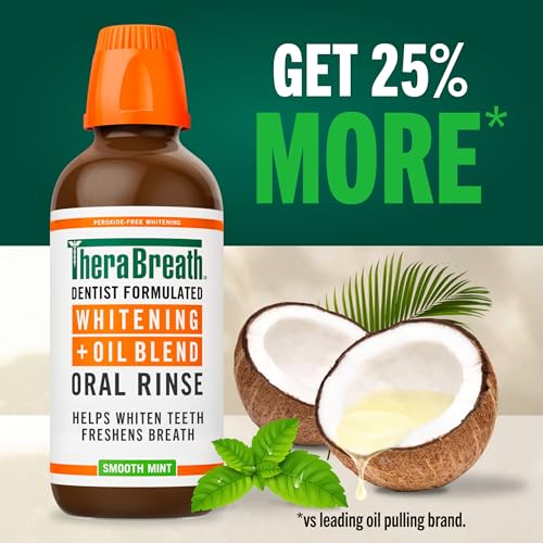 TheraBreath Whitening + Oil Blend Oral Rinse, Smooth Mint, 16 fl oz - image 8