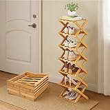 FYY シューズラック スリム 折りたたみ可能 靴箱 靴棚 下駄箱 靴 収納 シューズボックス 完成品 玄関収納 省スペース コンパクト 収納棚 靴置き 竹製 軽量 すき間 幅26cm 奥行26cm ひとり暮らし 組立不要