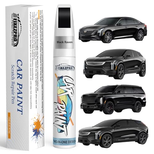 Image of Black Raven(GBA /WA8555) Touch Up Paint for Cadillac, Exact Color Match Car Paint Scratch Repair Remover Pen Kit Fix Vehicle Chips and Automotive Nicks Scuff