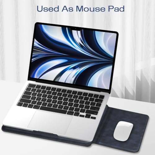 Image of Fintie Sleeve Case for MacBook Neo 13 Inch, MacBook Air 13.6 /13.3 Inch, MacBook Pro 13 Inch, Other Up to 13 inch Laptop Tablet - Slim Bag Cover with Stand, Synthetic Leather, Magnetic Closure, Navy