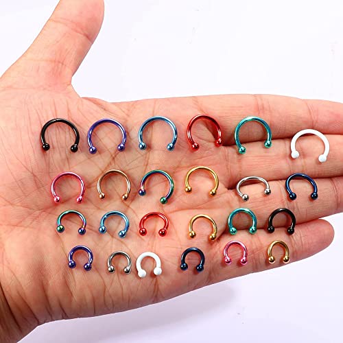 Sanfenly 48Pcs 14G Stainless Steel Horseshoe Nose Septum Rings Piercing Jewelry Cartilage Helix Tragus Earring Hoop Eyebrow Lip Hoop Piercing Ring For Women Men 6Mm 8Mm 10Mm 12Mm #TOP6