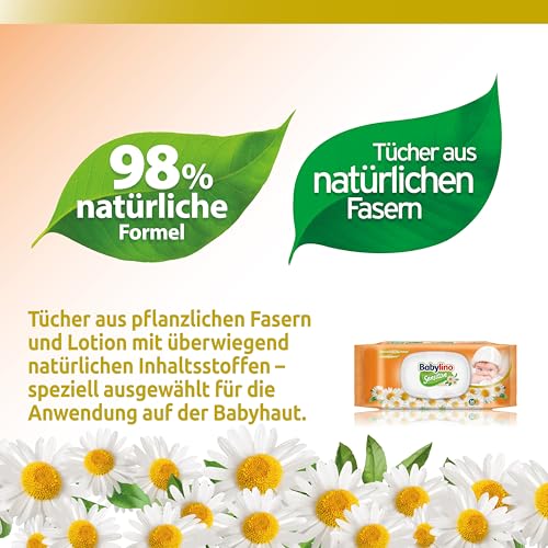 Babylino Sensitive Baby Tücher mit sanftem Kamille-Duft, 98% natürliche Formel, die den pH-Wert der Haut wiederherstellt… – Ansicht 2