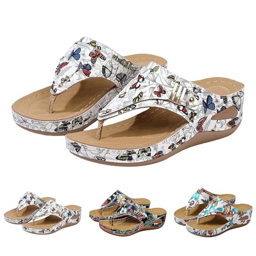 Motif floral et semelle orthopédique pour tongs d'été confort
