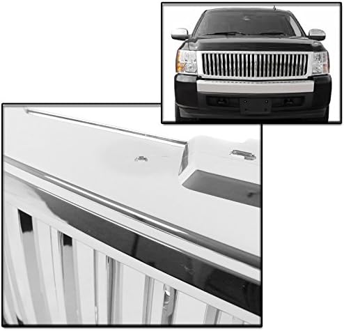 For Chevy Silverado 1500 Vertical Style Front Upper Hood Grille - Chrome