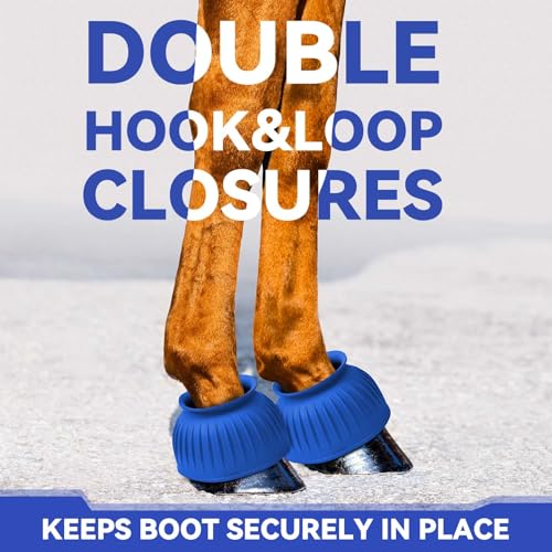 Image of Abbylike Bell Boots for Horses 1 Pair /2 Pair Available, Protect Against Hoof Impact Trauma, Rubber Bell Boots Horse Care for Turnout, No Rub Design Wrap Hook and Loop