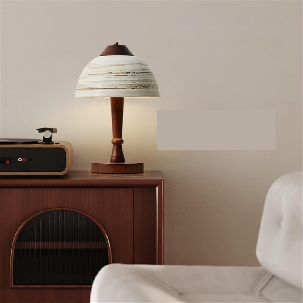 Lampa biurkowa Ceramiczna lampa stołowa Drewniana retro salon sypialnia herbaciarnia hotel dekoracja(Natural)