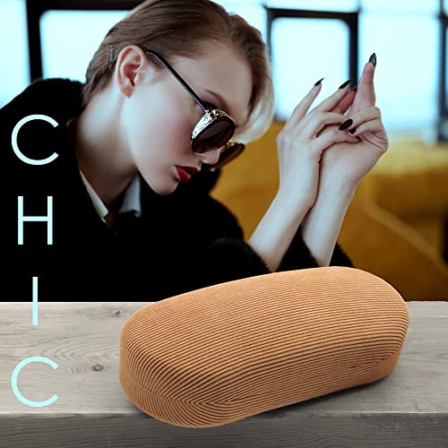 MyEyeglassCase Men Sunglasses Case Holder - Large Glasses Holder in Beige Corduroy - Women Eyeglass Hard Shell with Microfiber Pouch and Cloth - Aviaton Frames (AS87 Corduroy Beige) - Thumbnail 6