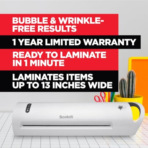 Scotch® Thermal Laminator Combo Pack, 1 White Thermal Laminator 13" Wide, 20 Laminating Sheets, Fits Letter Size - image 2
