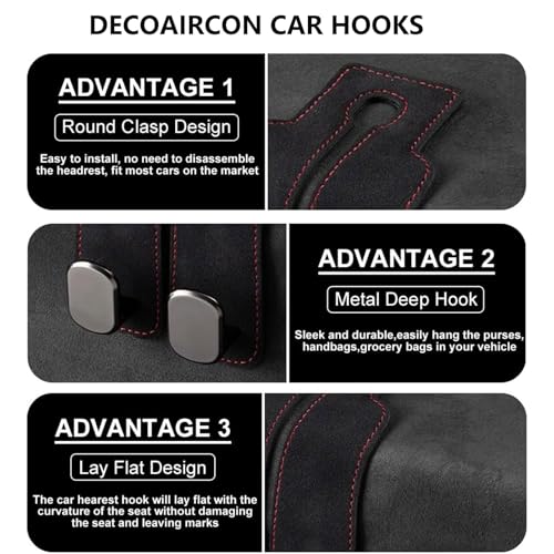 Image of 1 Pack Black Leather Car Headrest Hooks Purse Bag Storage Holders for Car Seats
