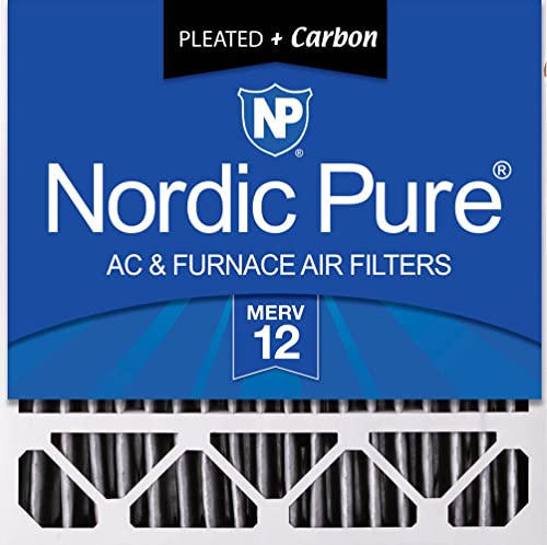 Image of Nordic Pure 20x20x5 MERV 12 Plus Carbon Air Filter 1 Pack | Actual Size: 19 5 /8 x 19 7 /8 x 4 3 /8 Honeywell Replacement Made in USA, Advanced HVAC Furnace Filtration, Pet & Odor Control