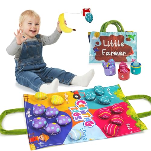 MASSRT Montessori Cloth Toy for Toddlers, Soft Baby Learning Toys for 1 Year Old Boy & Girl, Fine Motor Skills Activity Set for Early Color & Number Recognition, Cute Play Set for Babies 6 Month+