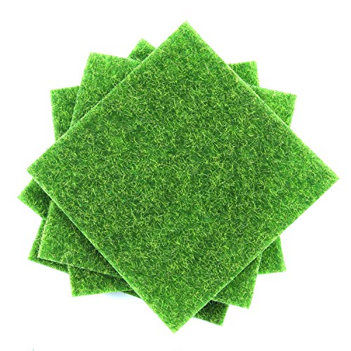 Elcoho 10 Pieces Artificial Garden Grass Lawn Life-Like Fairy Artificial Grass Lawn Miniature Fairy Garden Ornament Dollhouse Decoration, 6 X 6 Inches #TOP4