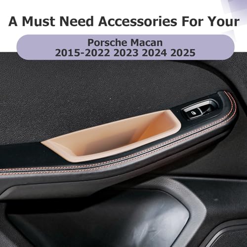 Image of LUWU Door Tray Organizer Compatible with 2015-2026 Porsche Macan S /T /GTS Accessories Center Console Organizer Armrest Console Storage Box Insert Tray ABS Material Beige 4PCS (Not for Macan EV)