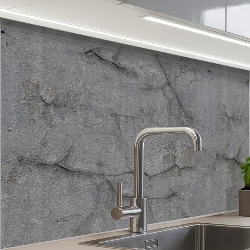 KitchenYeah© Antisalpicaduras Cocina 60x80 cm Adhesivo Salpicadero Protector Pared Salpicaduras Revestimiento Antiguo - Hormigón - Muro
