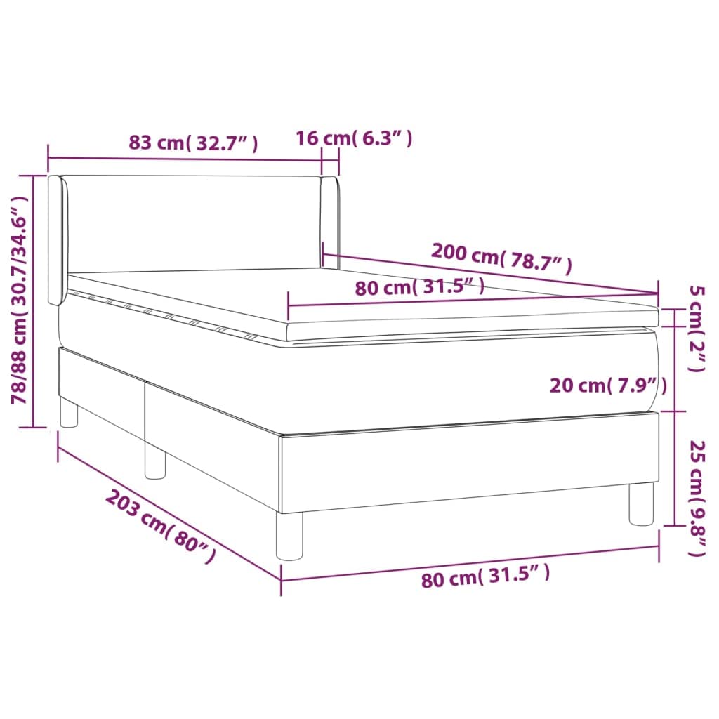 Łóżko kontynentalne z zagłówkiem o regulowanej wysokości, sztuczna skóra biała 80 x 200 cm, w zestawie materac ze sprężynami kieszeniowymi do sypialni, spokojny sen