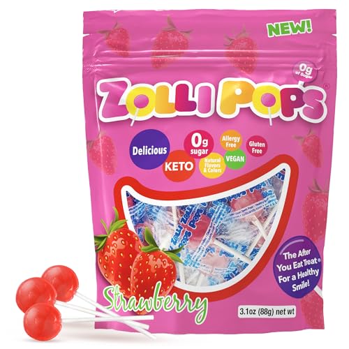 Zollipops Clean Teeth Pops Anti Cavity Lollipops Strawberry 15 Count by Zollipops