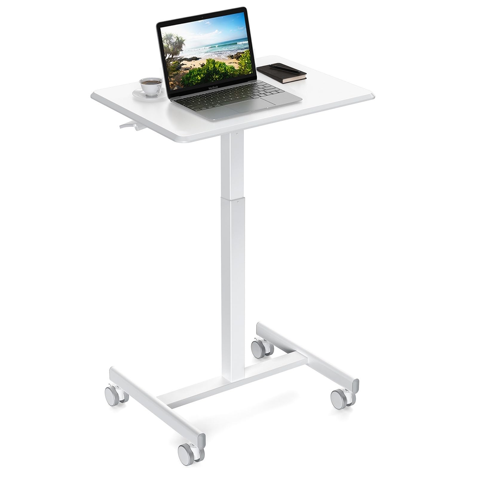 InfiniPower Mobile Small Standing Desk - Rolling Desk with Adjustable Height and Lockable Wheels, Sit-Stand Laptop Table, Portable Computer