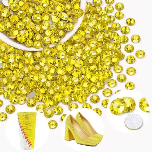 Image of 400PCS SS30 /6mm Crystal Glass Rhinestones for Bedazzling (Lemon Yellow) | Flatback Rhinestones for Crafting DIY Nail Art Makeup Decoration, Gems Diomand Charms for Tumbler Shoes Clothing Mug