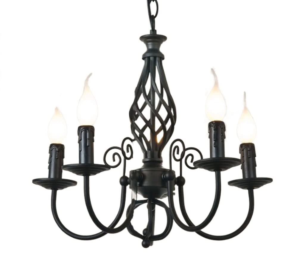 Lustre en fer suspendu style pastoral et bougie pour plafond européen