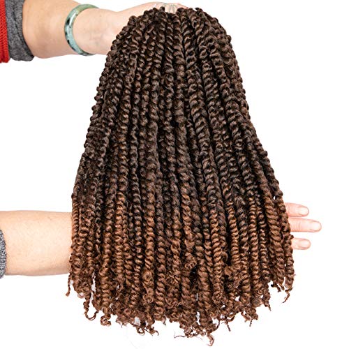 Pre Passion Twisted Cuban Twist Hair Short Passion Twist Hair 14 inch Pre Twisted Crochet Hair for Black Women 7 Packs Crochet Twist Braiding Hair (14 inch, T30#)