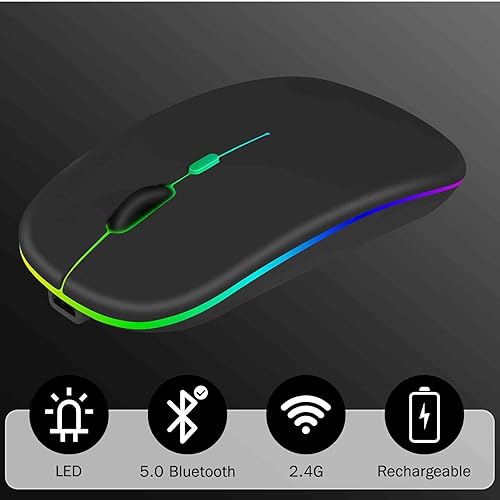 Miniatura 2 de UrbanX Ratón inalámbrico recargable de 2.4 GHz y Bluetooth, para Lenovo Tab M10 HD Gen 2, mouse inalámbrico Bluetooth para