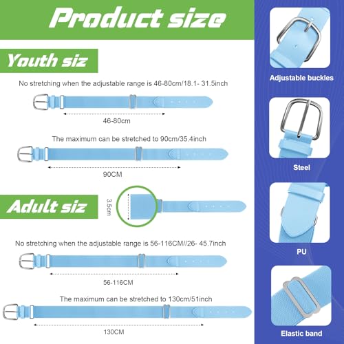 Image of Hercicy 12 Pcs Baseball Belts Softball Belts Bulk for Adult and Youth Adjustable