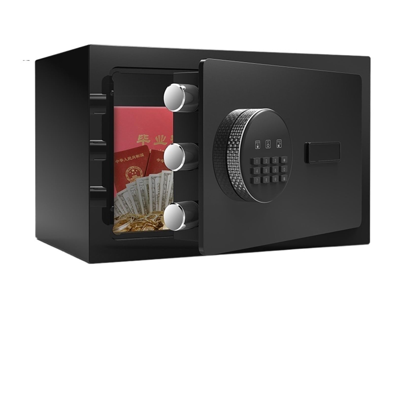 Cassaforte, Piccola cassetta di sicurezza 20CM salvadanaio segreto nascosto con password touch-screen(20CM Black)