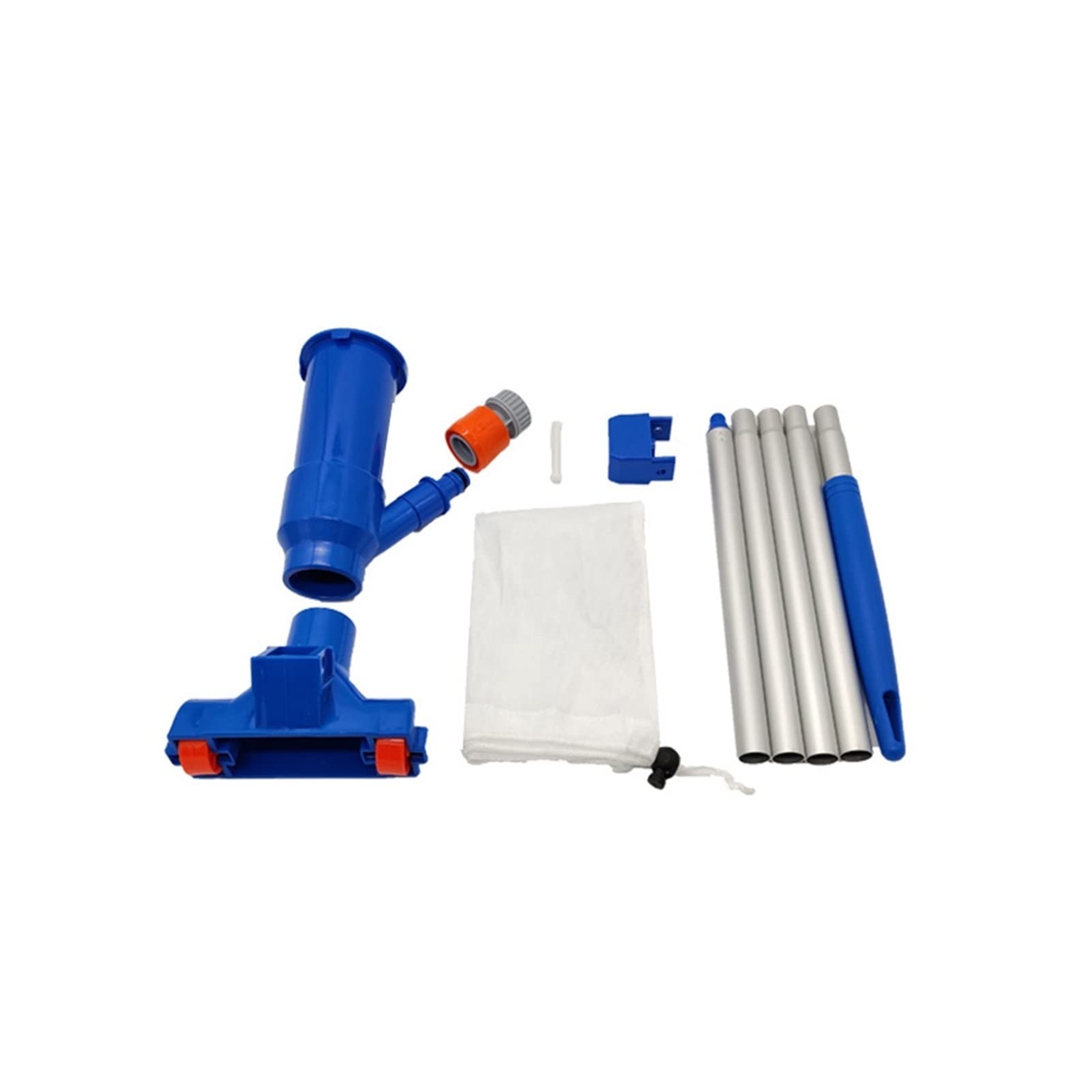 Kit de limpieza de piscina al aire libre, juego de aspiradora de red, herramienta de skimmer para una limpieza eficiente del fondo de la piscina, incluye accesorios esenciales para un uso fácil