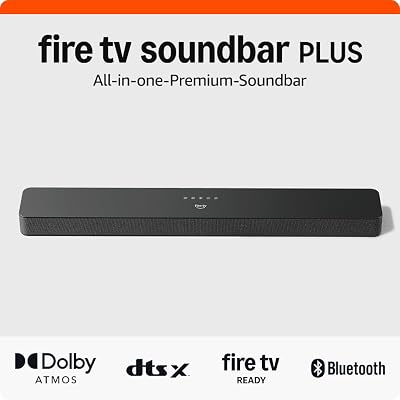Amazon Fire TV-Soundbar Plus | 3.1-Kanal-Sound, All-in-one-Design, Dolby Atmos, DTS:X, auch ideal für Dialoge geeignet