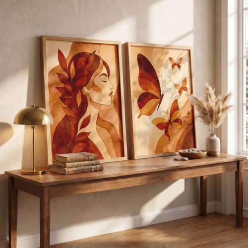 Image of YANVEER Set of 2 Butterfly Framed Wall Painting for Living Room | Modern Aesthetic Butterfly Wall Art Frames | Nature Inspired Wall Decor for Bedroom, Hall & Office(10X13 inch)