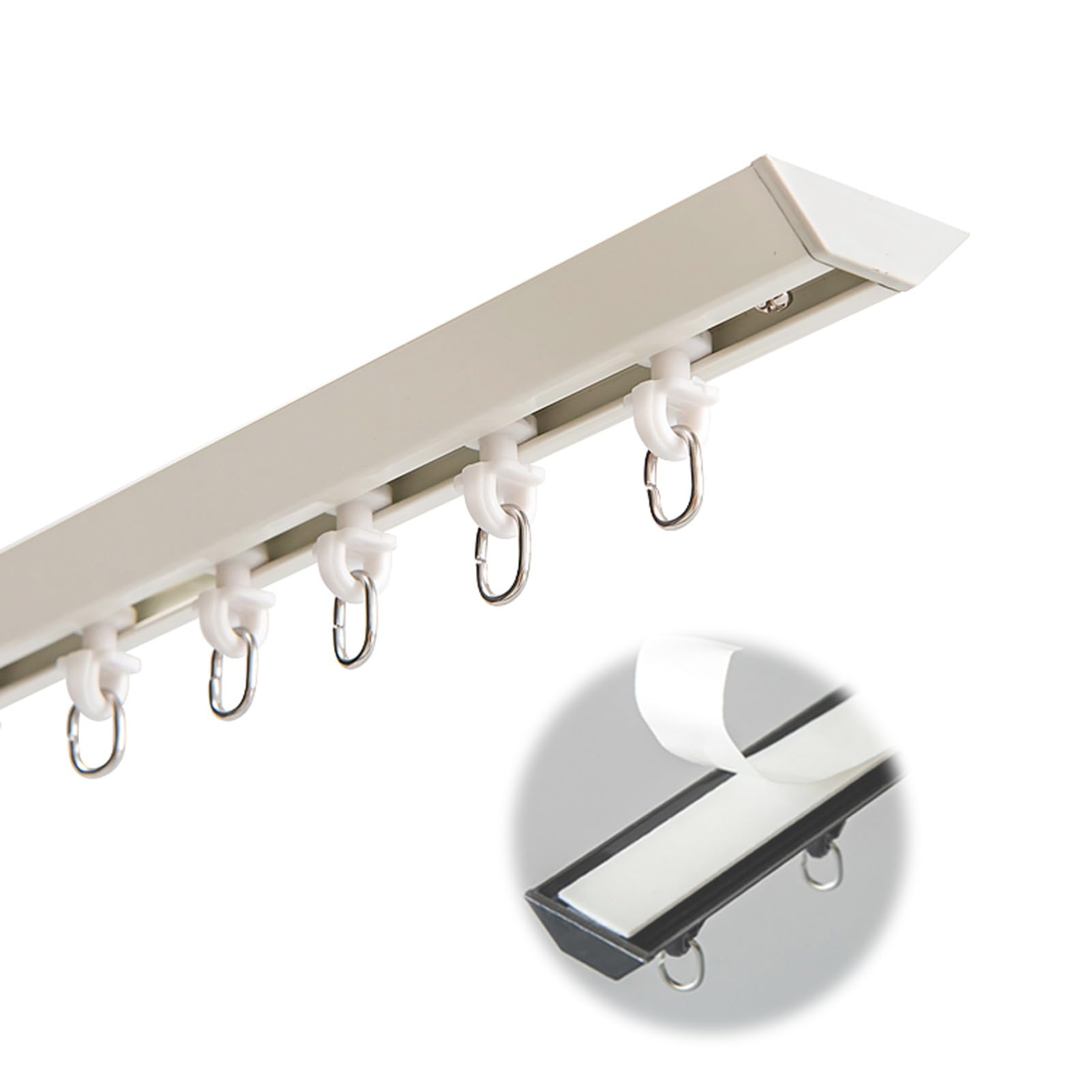 Binario Per Tenda Da Soffitto Autoadesivo 3 In 1 - Senza Fori, Alluminio, Tagliabile E Unibile, Per Tende Leggere E Oscuranti