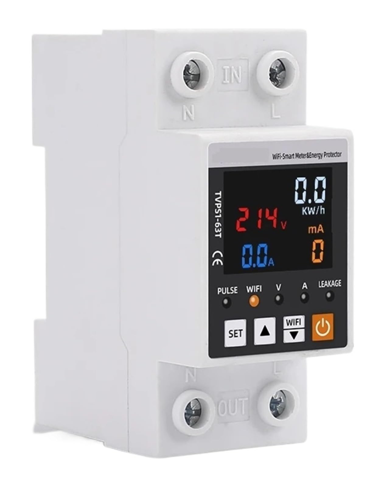 Circuit Intelligent WiFi 63A avec protection différentielle et compteur d'énergie kWh pour tableau